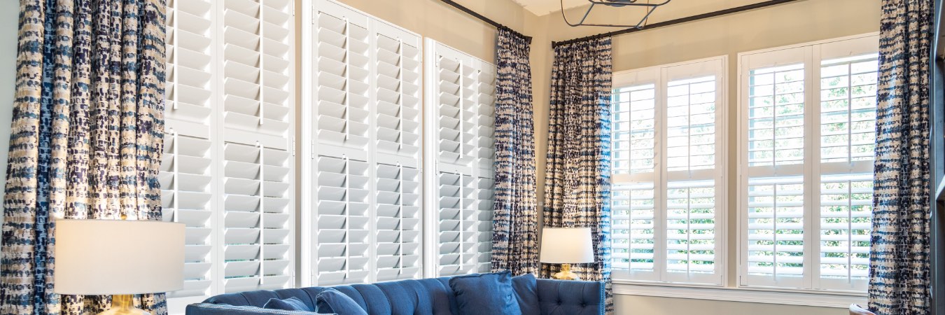 Plantation shutters in Greater Carrollwood living room
