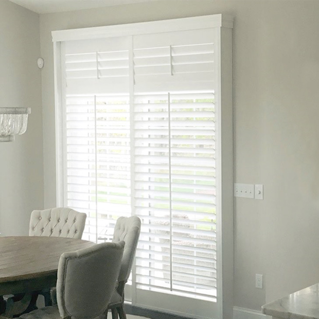 White glass sliding door in kitchen