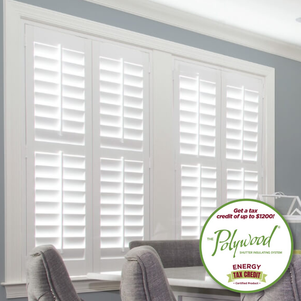 Modern Polywood shutters in a large kitchen