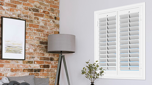 Studio shutters in a corner of a modern living room