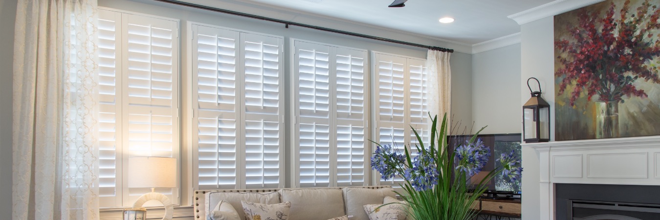 Polywood plantation shutters in Tampa living room