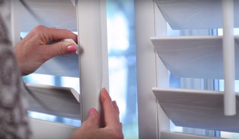 Plantation shutters can illuminate your space when the sun is out. Plantation shutters with wide slats.