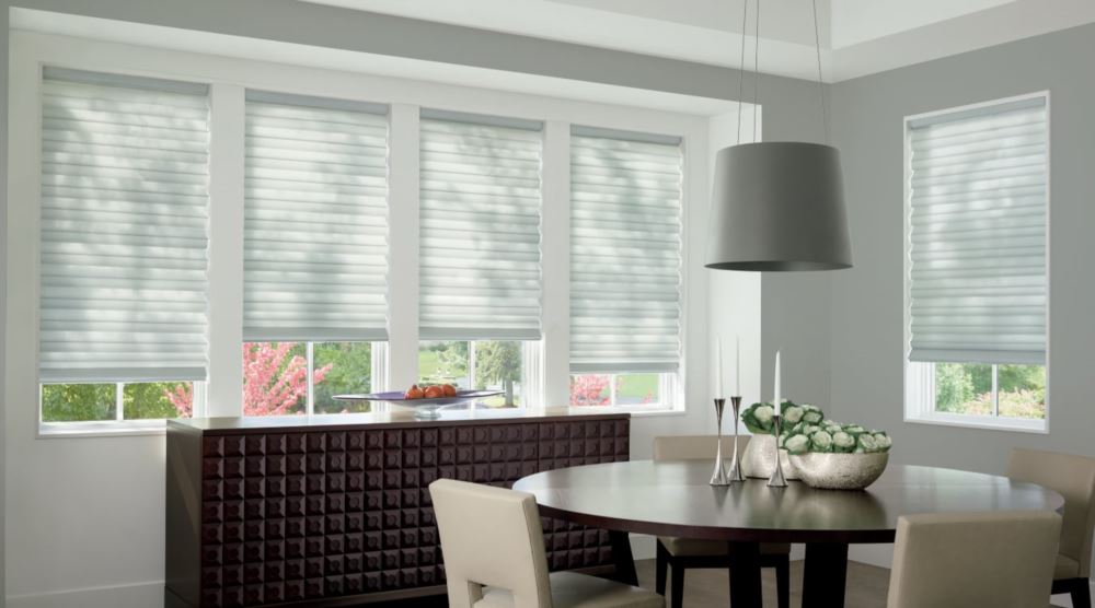 Cordless motorized shades in a Tampa dining room