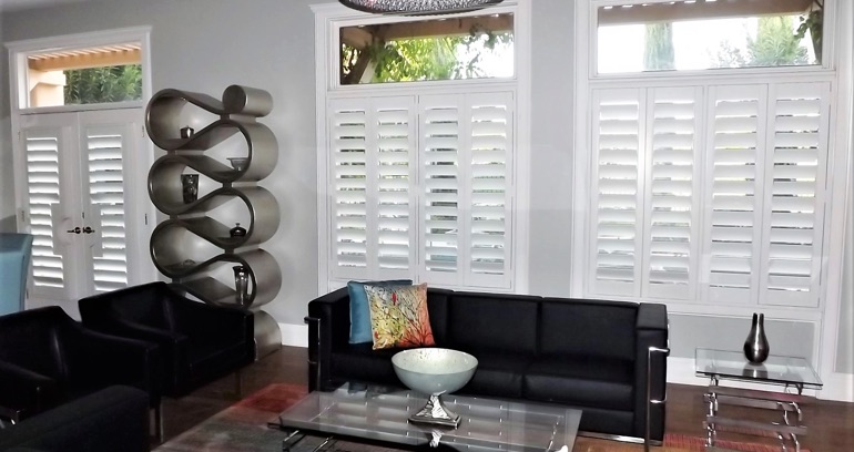 Tampa DIY shutters in living room.